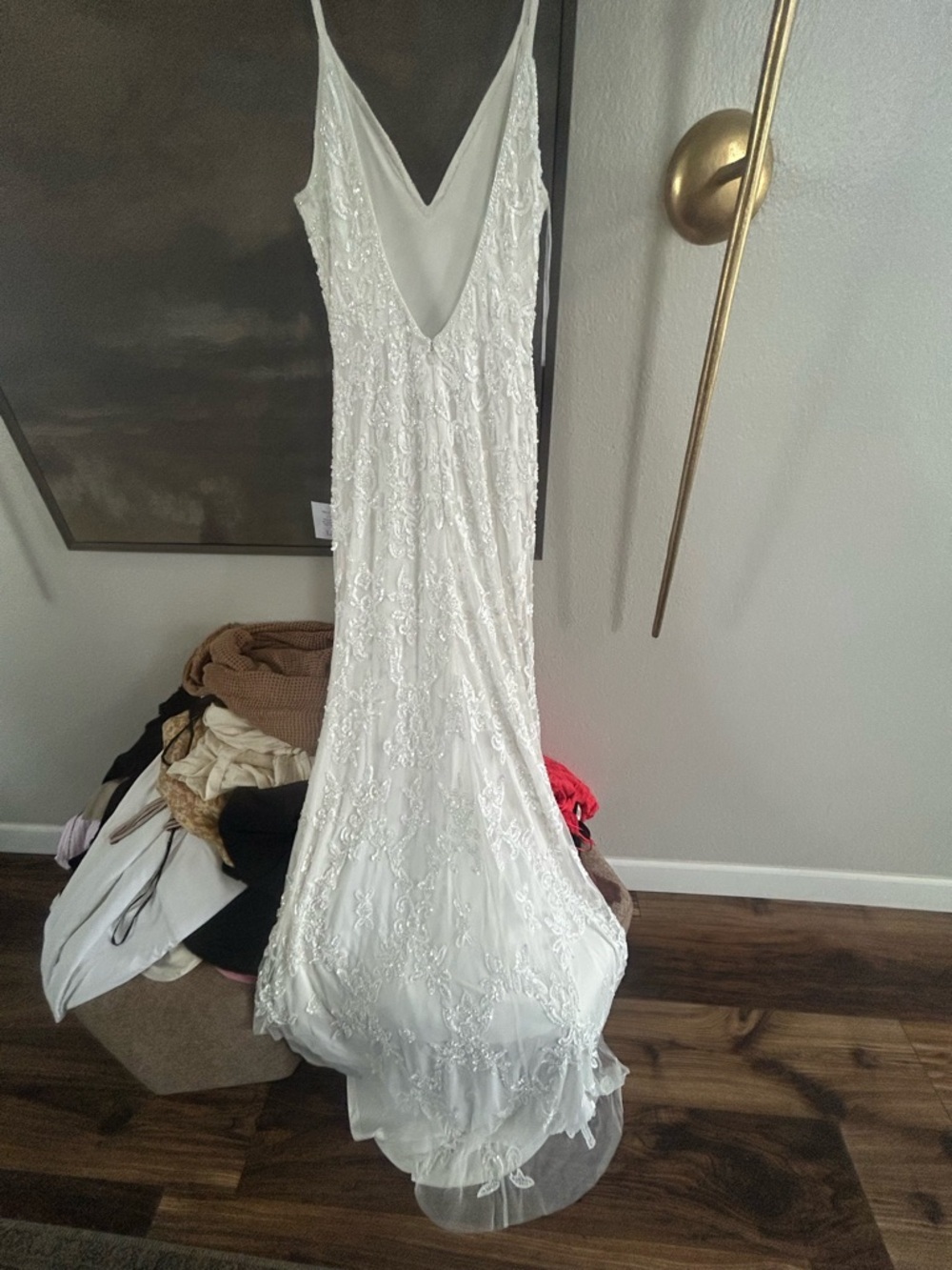 NWT Lulus Everlasting Passion White Sequin Beaded Backless Maxi Dress - Picture 10 of 12